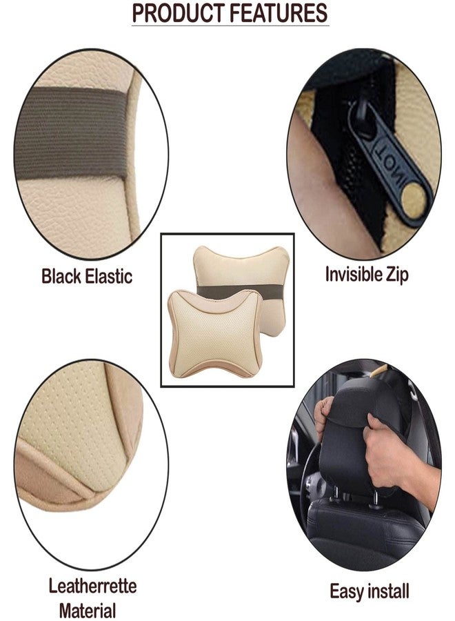 Adroitz Beige Comfortable Leatherette Material Car Cushion Dolphine Shap for Grand Vitara_P98 - Image 4
